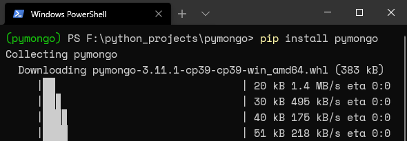 pip install pymongo