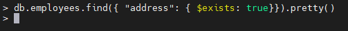 MongoDB $exists true operator example.