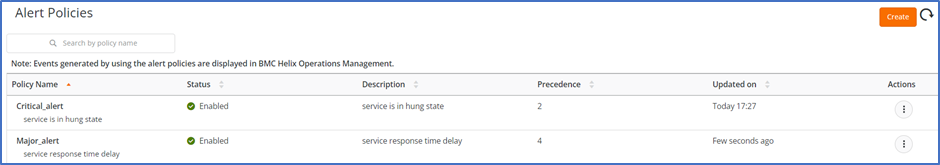 Log alert policies
