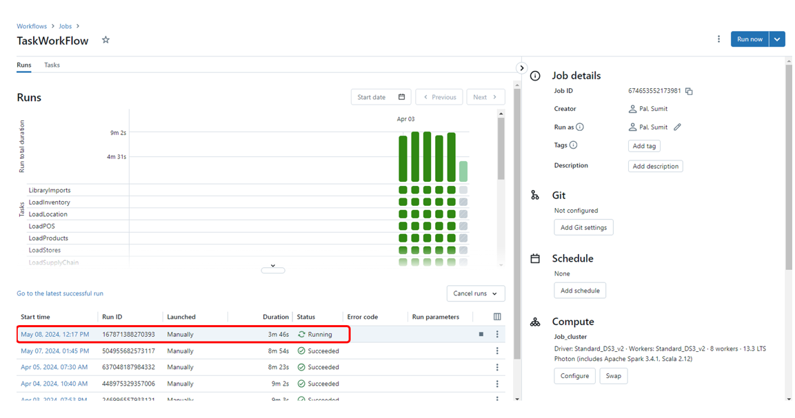 Task workflow in Azure Databricks